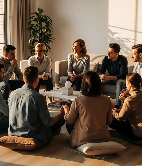 liberty group therapy people sitting around table