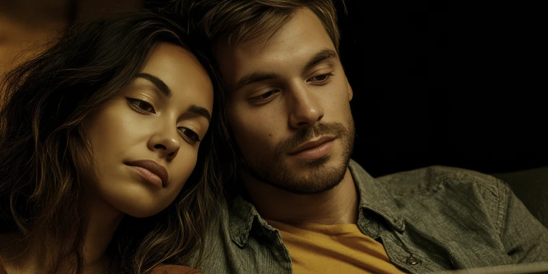 liberty man woman sitting couch looking tablet sex porn