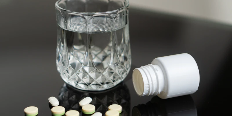 liberty opioid pills glass water table