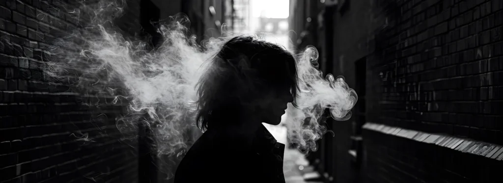 liberty-drug-detox-woman-dark-room-smoke-cloud-banner