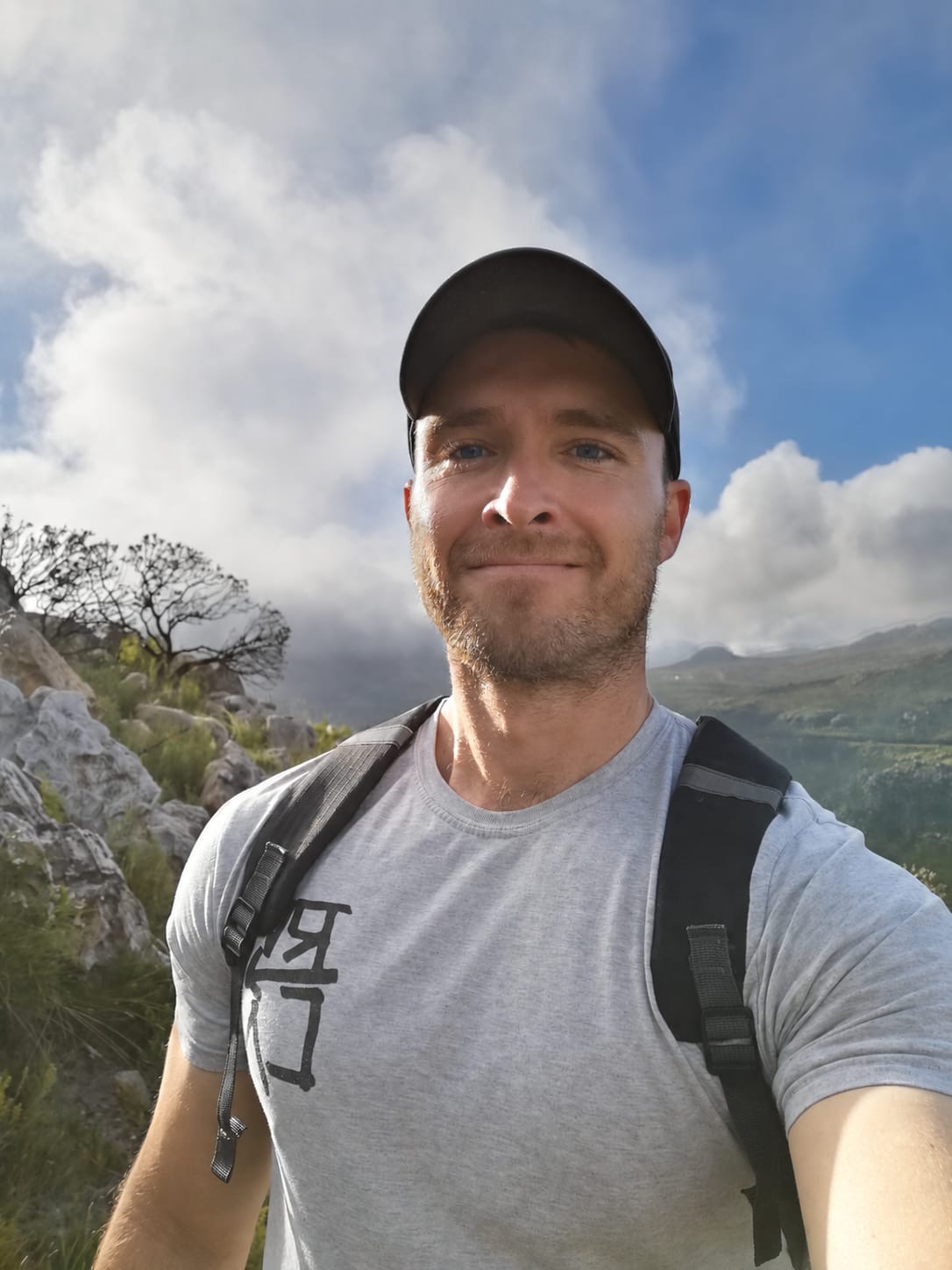 David hiking in the mountains near Cape Town, in recovery